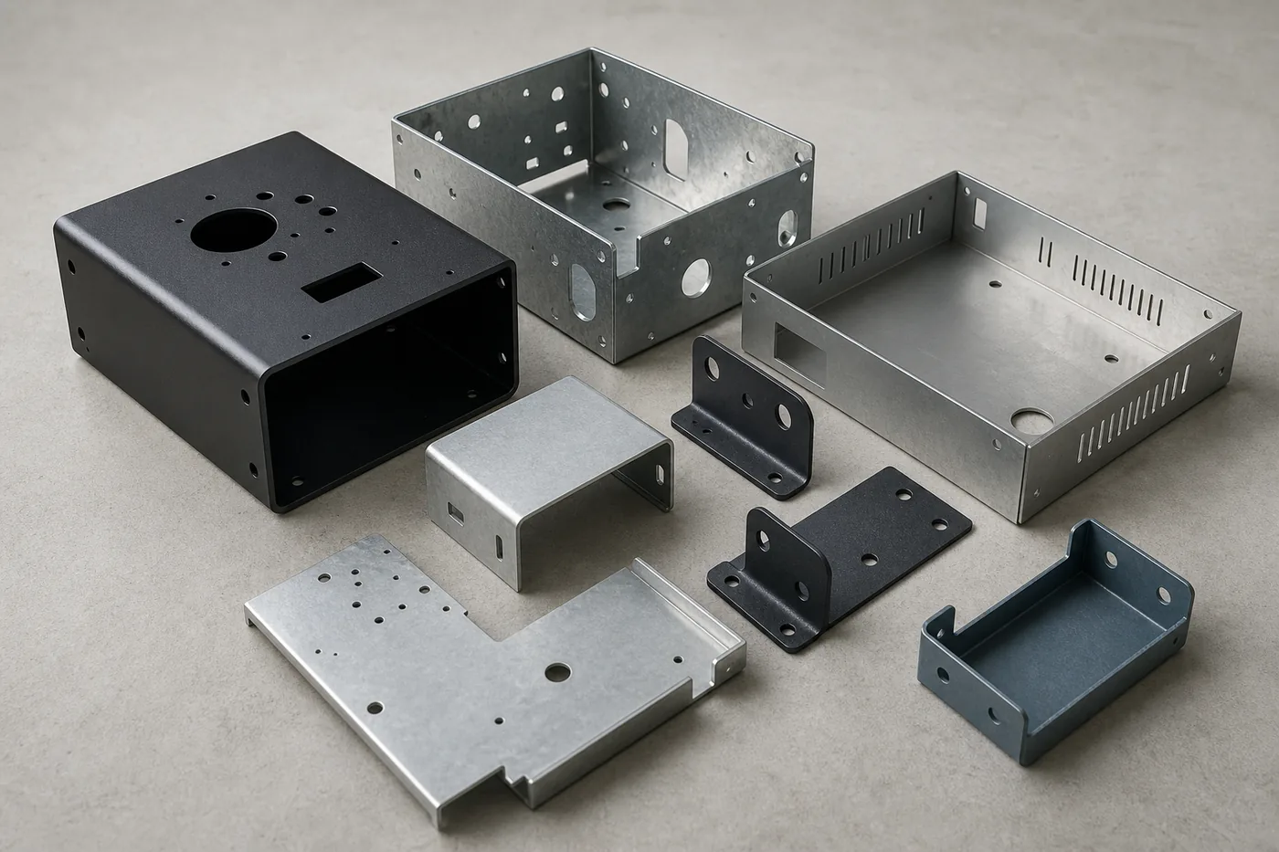 Finished sheet-metal enclosures pans and brackets with varied weight