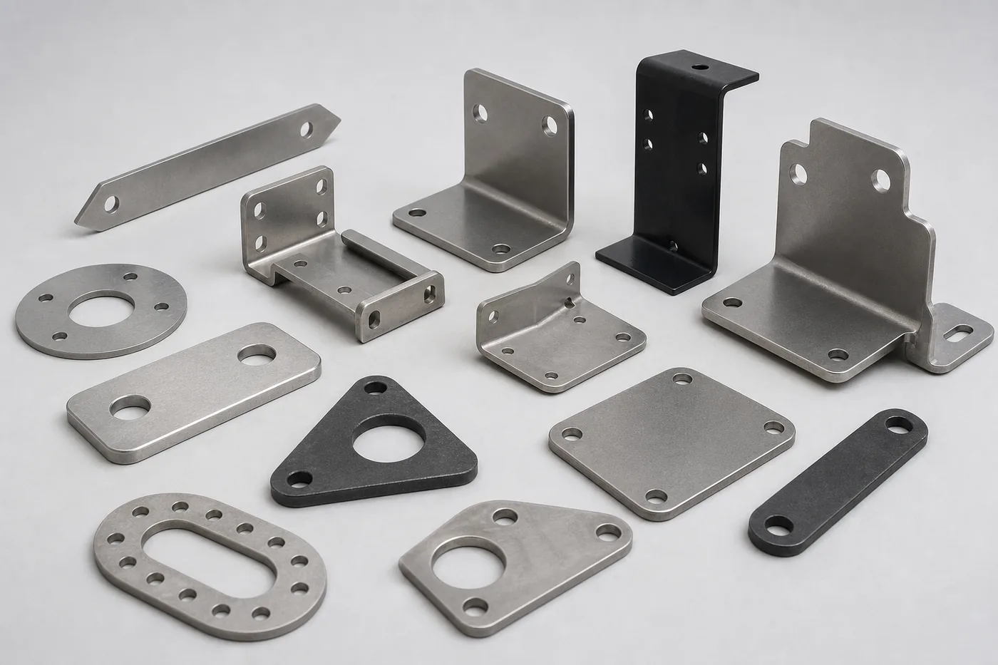 Finished laser-cut brackets and flat plates with clean edges